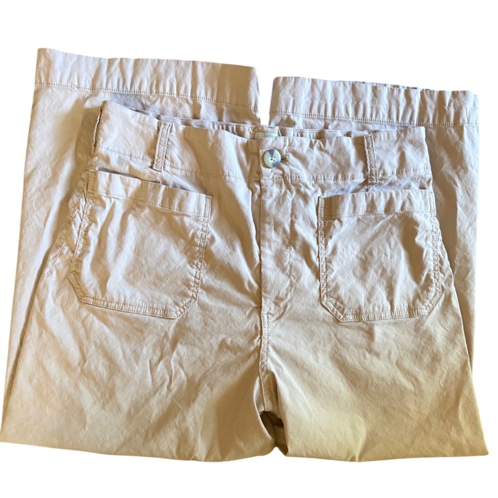 MAEVE ANTHROPOLOGIE The Colette Linen Blend cropped wide leg pants Tan Sz 33 P